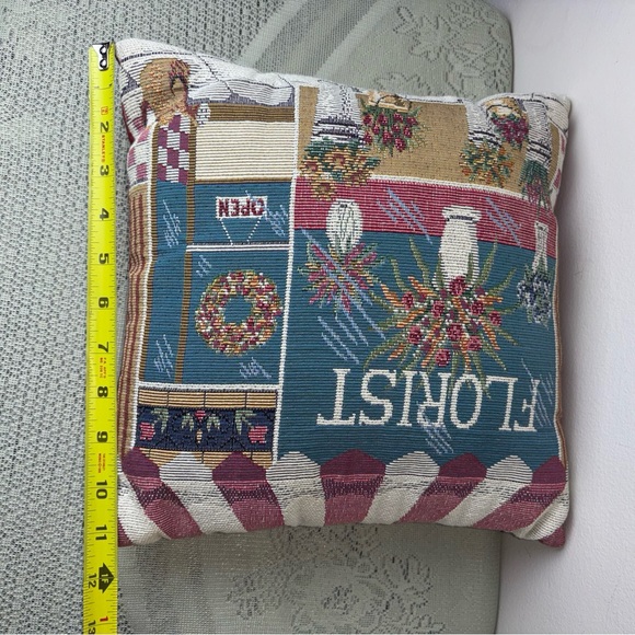Small Tapestry Flower Shop Florist Floral‎ Design Decorative Throw Pillow 11x11 - Picture 9 of 9